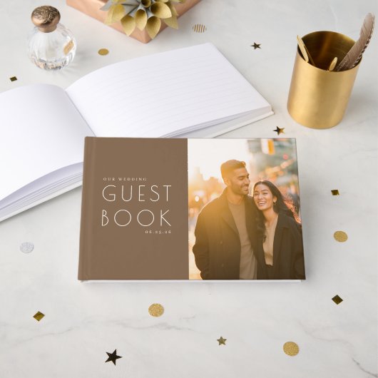 Livre D'or Étoiles Brunes Joyeuses (Recto ouvert)