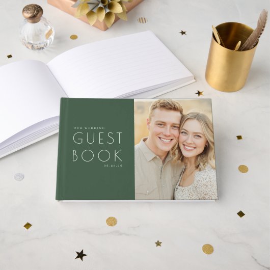 Livre D'or Étoiles Vertes Joyeuses (Recto ouvert)