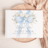 Livre D'or Eucalyptus Blue Bow Baby Boy Baptism