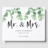 Livre D'or Eucalyptus Mariage M. et Mme Script Elegant (Recto)