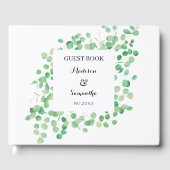 Livre D'or Eucalyptus Mariage vert photo blanc vert (Recto)