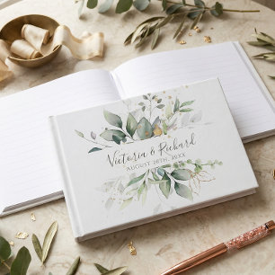 Livre D'or Eucalyptus Verdure Or Feuilles mariage élégant
