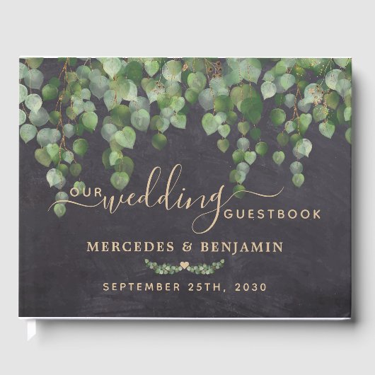 Livre D'or Eucalyptus Vert Mariage rustique (Recto)