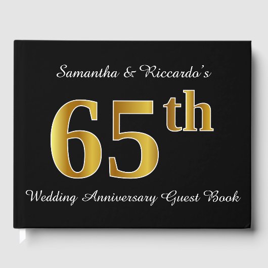 Livre D'or Faux Gold Look 65e anniversaire Mariage + Noms (Recto)