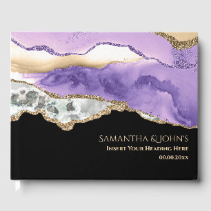 Livre D'or Faux or éclatant violet gemstone géode agate