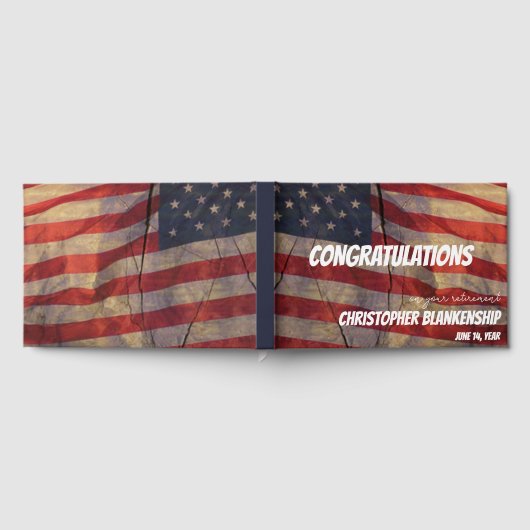 Livre D'or Félicitations à la retraite drapeau rustique améri (Complet)