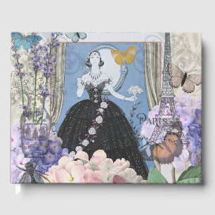 Livre D'or Femme élégante bleue Robe florale Chic