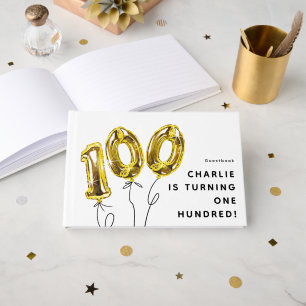 Livre D'or Fête d'anniversaire 100 ballons or minimal 100e an