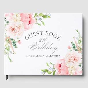Livre D'or Fête d'anniversaire 21 ans personnalisée fleurs ro