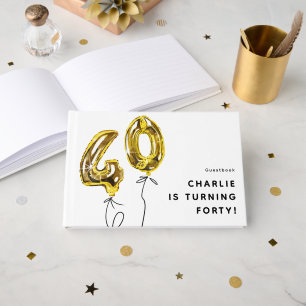 Livre D'or Fête d'anniversaire 40 ans Ballon Or Minimal 40
