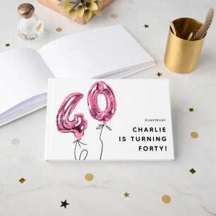 Livre D'or Fête d'anniversaire 40 ans Minimal Rose 40 Ballons