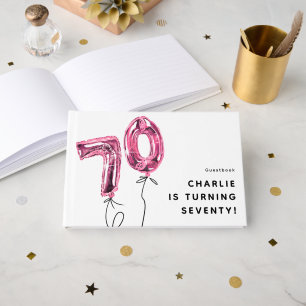 Livre D'or Fête d'anniversaire 70 ans Minimal Rose 70 Ballon