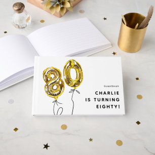 Livre D'or Fête d'anniversaire 80 ans Ballon Or Minimal 80