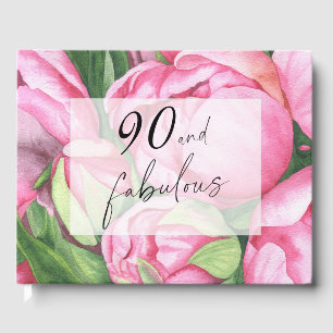 Livre D'or Fête d'anniversaire 90 ans avec des pivoines