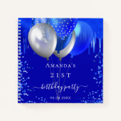 Livre d'or fête d'anniversaire ballons bleu royal (Devant)