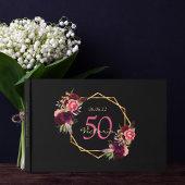 Livre D'or Fête d'anniversaire flores noirs géométriques bord