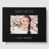 Livre D'or Fête d'anniversaire noir blanc photo collage (Recto)