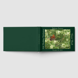Livre D'or Fête d'anniversaire, Nom, Papillon Orange, Vert