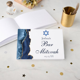 Livre D'or Fête de Bar Mitzvah personnalisée avec barres doré