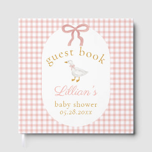 Livre D'or Fête de Bébé Fille en Vichy Rose Folle Oie