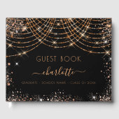 Livre D'or Fête de graduation noir or scintille (Recto)