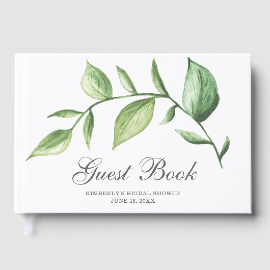 Livre D'or Fête de mariage champêtre avec feuillage à l'aquar (Recto)