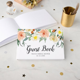 Livre D'or Fête de mariage floral aquarelle botanique pêche