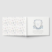 Livre D'or Fête de mariage floral Bleu Watercolor Crest (Complet)