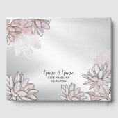 Livre D'or Fête de mariage rose Fleurs blanches Aquarelle Arg (Verso)