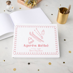 Livre D'or Fête de naissance bébé fille thème ski rose dessin