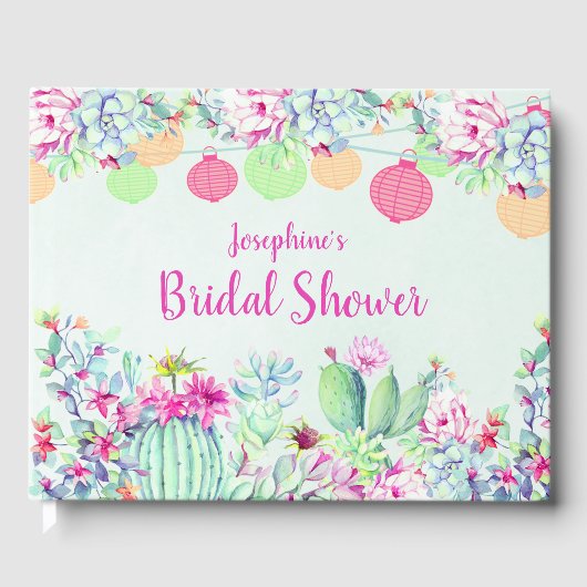 Livre D'or Fête des mariées Cactus Succulents Lanternes (Recto)