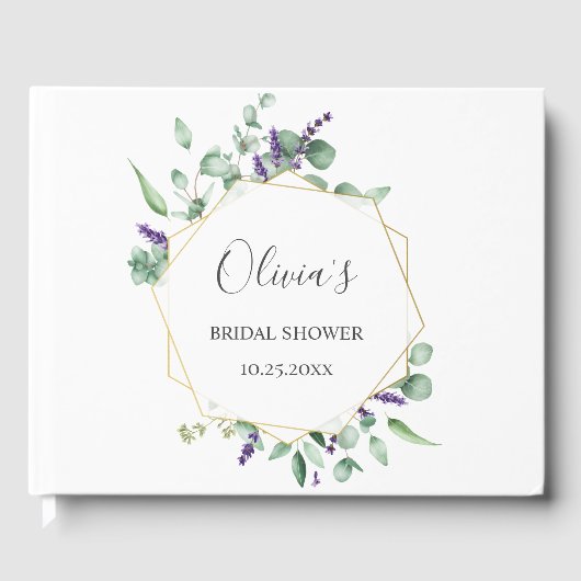 Livre D'or Fête des mariées géométrique moderne Eucalyptus (Recto)