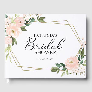 Livre D'or Fête des mariées géométrique rose flush or