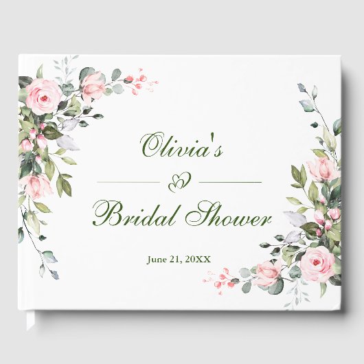 Livre D'or Fête des mariées Rose Eucalyptus Rose (Recto)