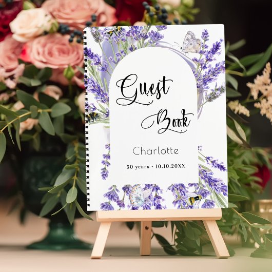 Livre d'or fête fête lavande violet florales