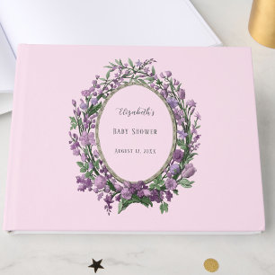 Livre D'or Fête prénatale élégante fleurs roses bébé fille
