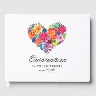 Livre D'or Fête Quinceañera Florale Aquarelle