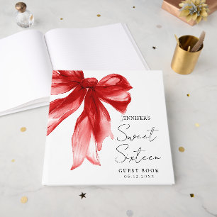 Livre D'or Fête Sweet 16 Script Coquette Ruban Rouge 