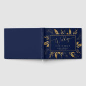Livre D'or Feuillage doré | Elegant Mariage bleu marine or (Complet)