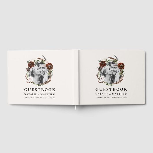 Livre D'or Feuillage rustique et mariage de bois (Complet)