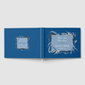 Livre D'or Feuille bleu moderne Mariage d'or géométrique  (Complet)