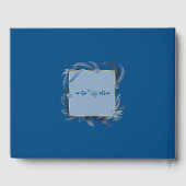 Livre D'or Feuille bleu moderne Mariage d'or géométrique  (Verso)