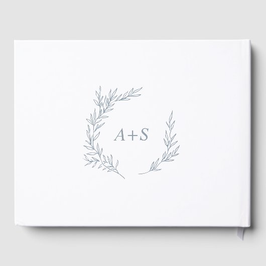 Livre D'or Feuille minimale | Dusty Blue Monogram Back Mariag (Verso)