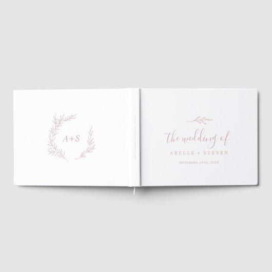Livre D'or Feuille minimale | Mariage arrière de monogramme r (Complet)