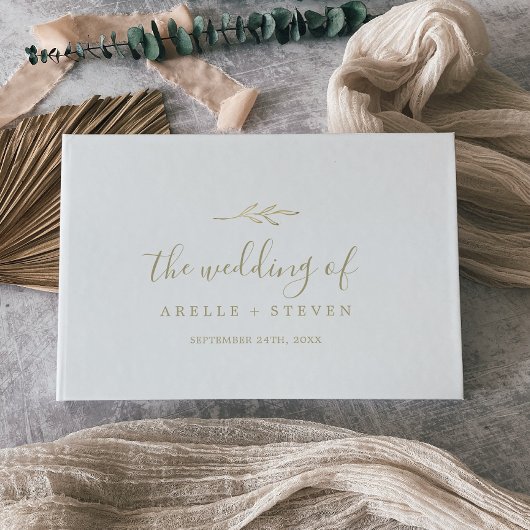 Livre D'or Feuille minimale | Mariage arrière du monogramme d