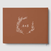 Livre D'or Feuille minimale | Mariage arrière Monogramme en t (Verso)