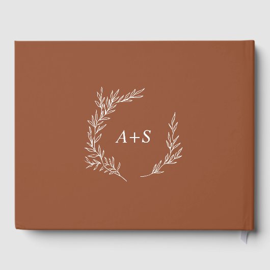 Livre D'or Feuille minimale | Mariage arrière Monogramme en t (Verso)