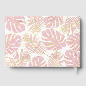 Livre D'or Feuille moderne Tropical rose et or mariage (Verso)