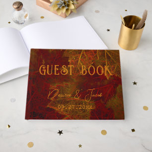 Livre D'or Feuilles de érable élégantes rustiques rouge autom