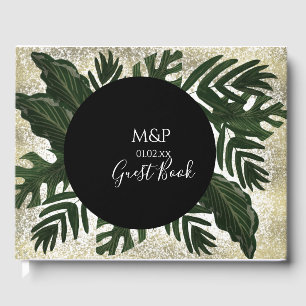 Livre D'or Feuilles de Monstera Dessinées à la Main Végétatio